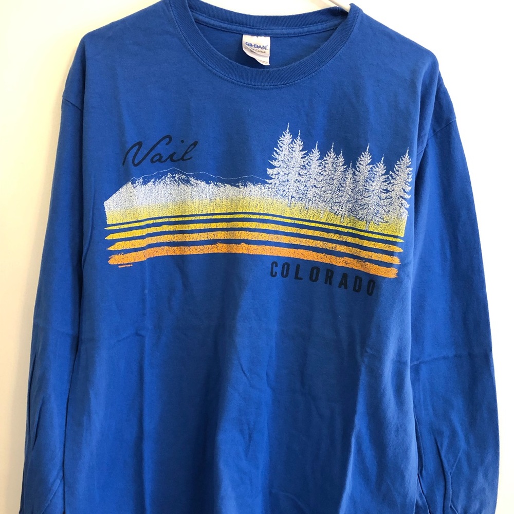Vail CO Cobalt Blue LS T-Shirt Large